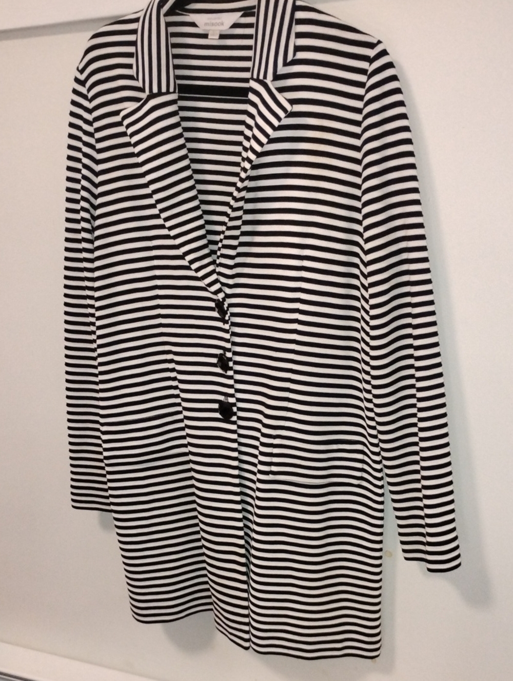 Misook Black and White Striped Blazer
